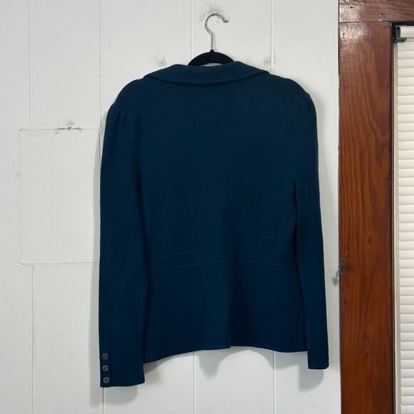 Talbots‎ Turquoise Pure Merino Wool Blazer Cardigan Sweater Size Medium - Picture 5 of 5